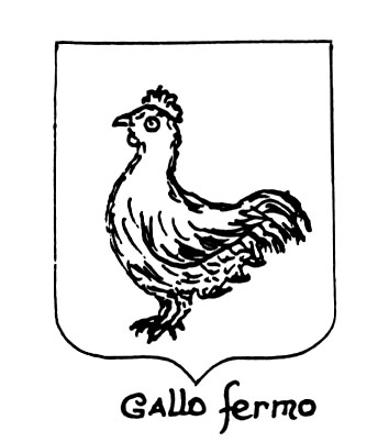Image of the heraldic term: Gallo fermo